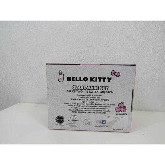 NIB NWT Silver Buffalo Sanrio Hello Kitty Unicorn 16-Ounce Pint Glasses Set of 2 - Picture 3 of 4